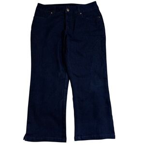 Women with Control Size 4 Dark Blue Capri Pants Jeans Slits at bottom Stretch
